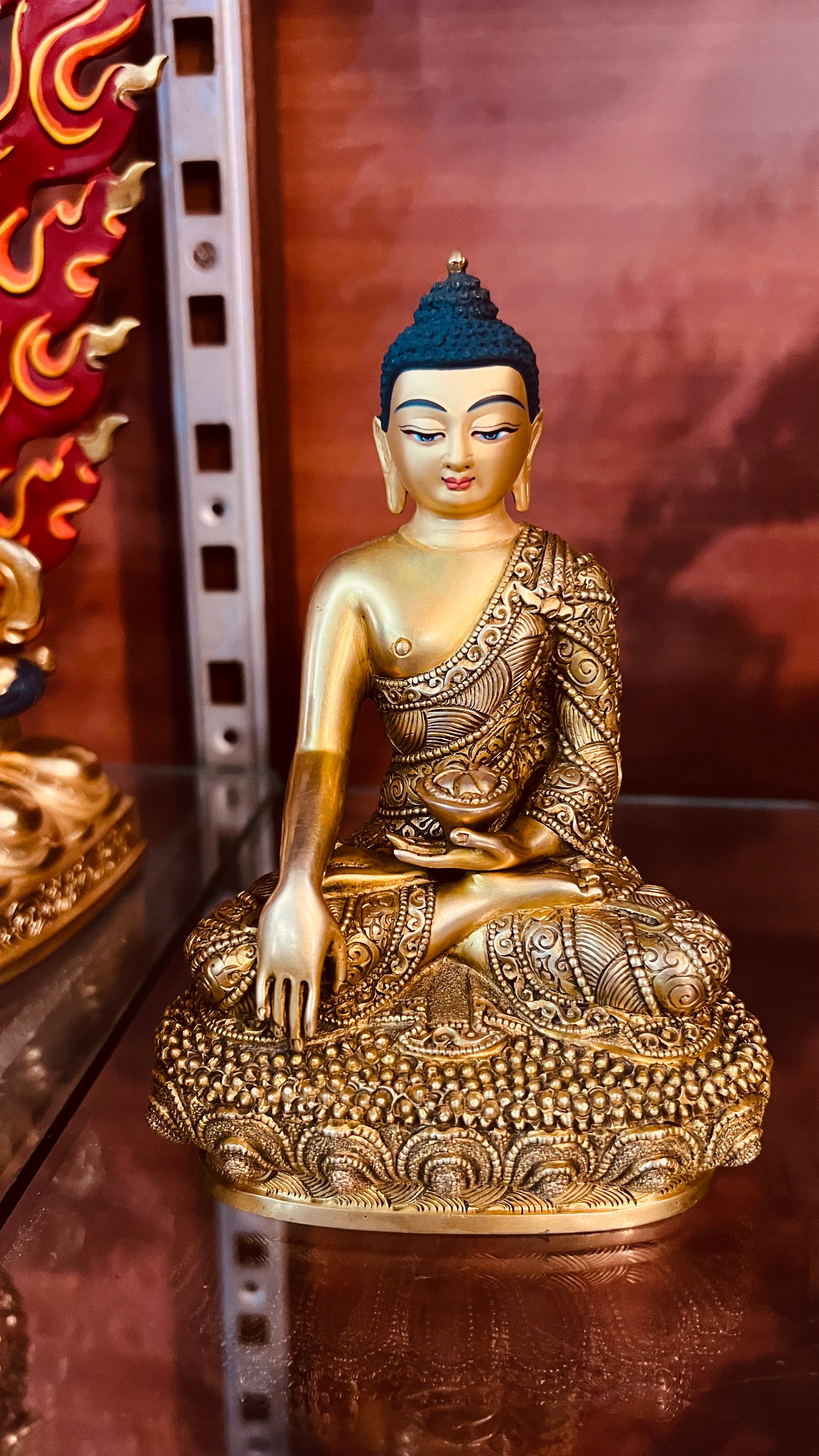 Triple Gem Buddha (Shakyamuni Medicine Buddha Amitabha) Statues 14cm / 5.5" Hand-Carved Copper Gilded – Himalayan Art Nepal | Bo Tree Arts