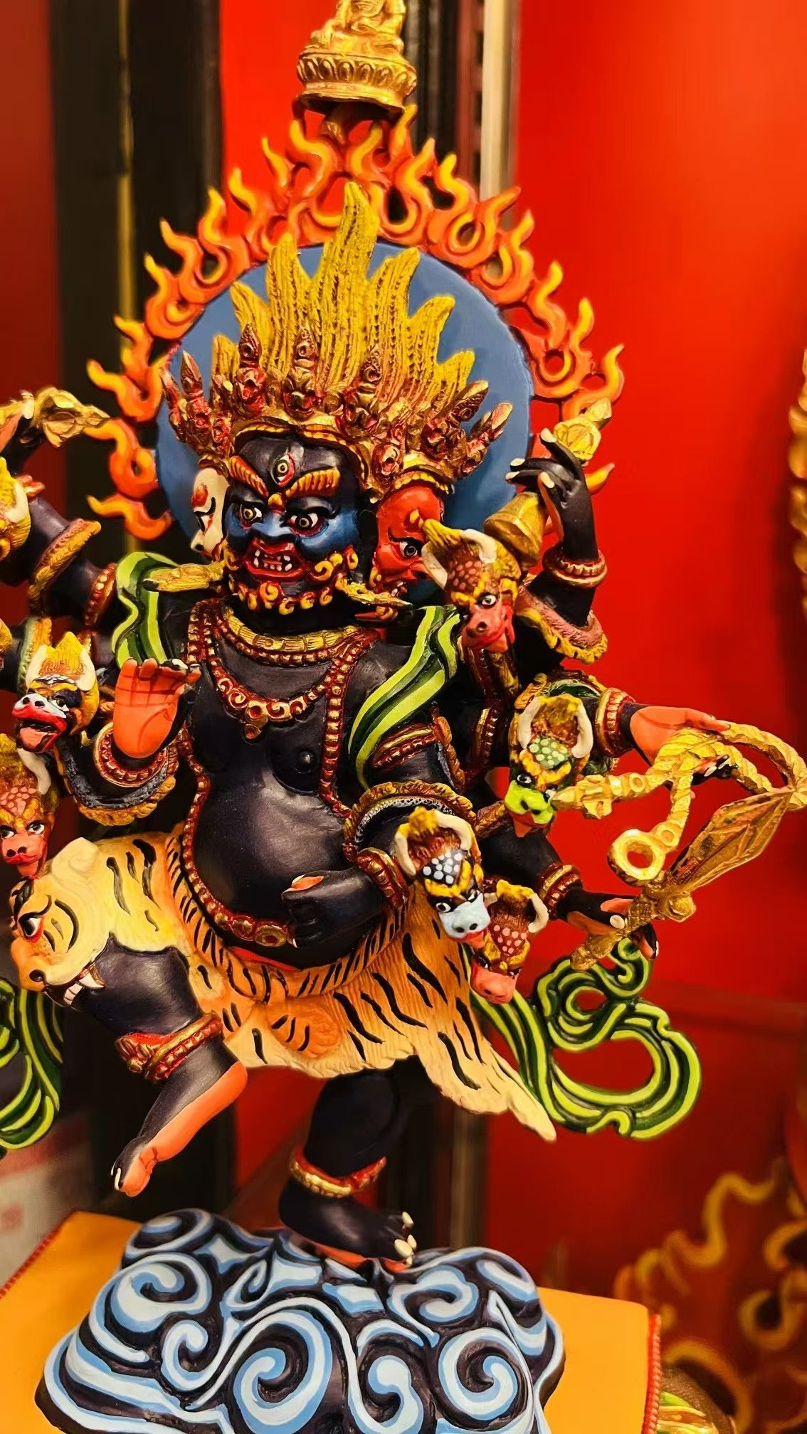 Ucchusma Buddha Statue 33cm / 13" Hand-Carved Copper Painted – Vajra Kumara Botree Arts Himalayan Art – Handmade Tibetan Buddhist Statue, Lost-Wax Cast Himalayan Art from Nepal