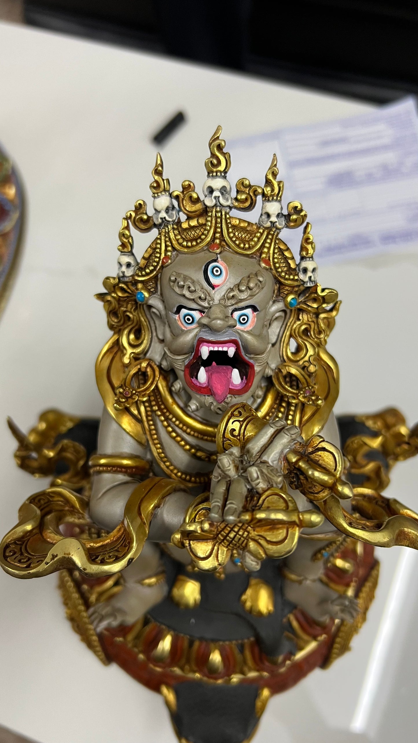 Vajravega Ritual Censer 33cm / 13" Hand-Carved Copper Gilded & Painted – Wisdom King Incense Burner Heritage Collection Nepal – Handmade Tibetan Buddhist Statue, Lost-Wax Cast Himalayan Art from Nepal