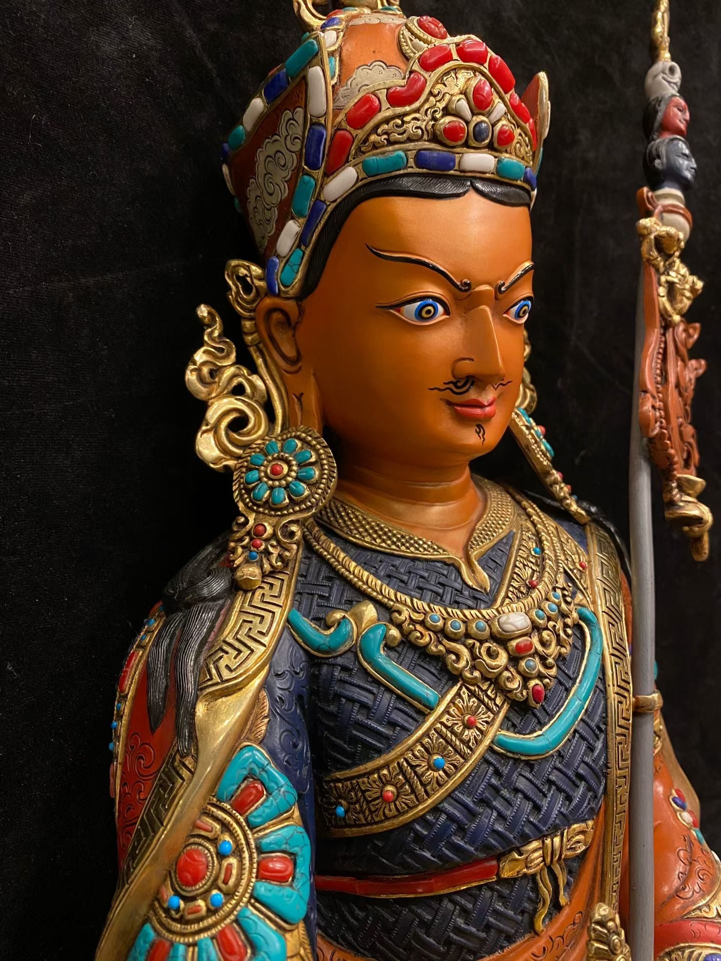 Guru Rinpoche (Padmasambhava) Buddha Statue 55cm / 21.7" Hand-Carved Copper Gilded & Painted – Museum-Quality Ancient Technique Himalayan Art Nepal | Bo Tree Arts