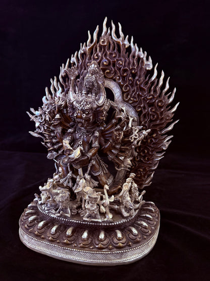Yamantaka Buddha Statue 30cm / 11.8" Hand-Carved Copper Silver-Gilt – Vajrabhairava Botree Arts Heritage Collection