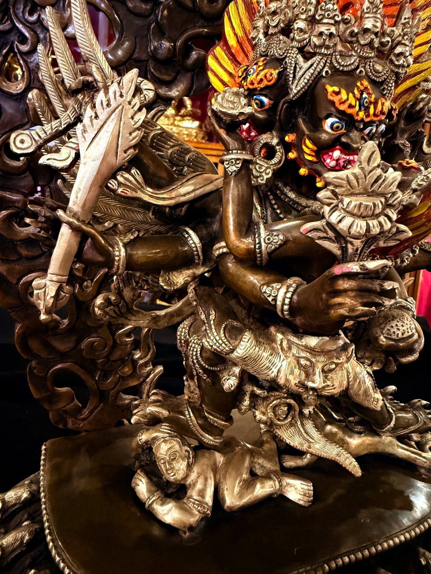 Hayagriva Buddha Statue 35cm / 13.8" Hand-Carved Copper Silver-Gilt – Horse-Headed Vajra Botree Arts Himalayan Art – Handmade Tibetan Buddhist Statue, Lost-Wax Cast Himalayan Art from Nepal