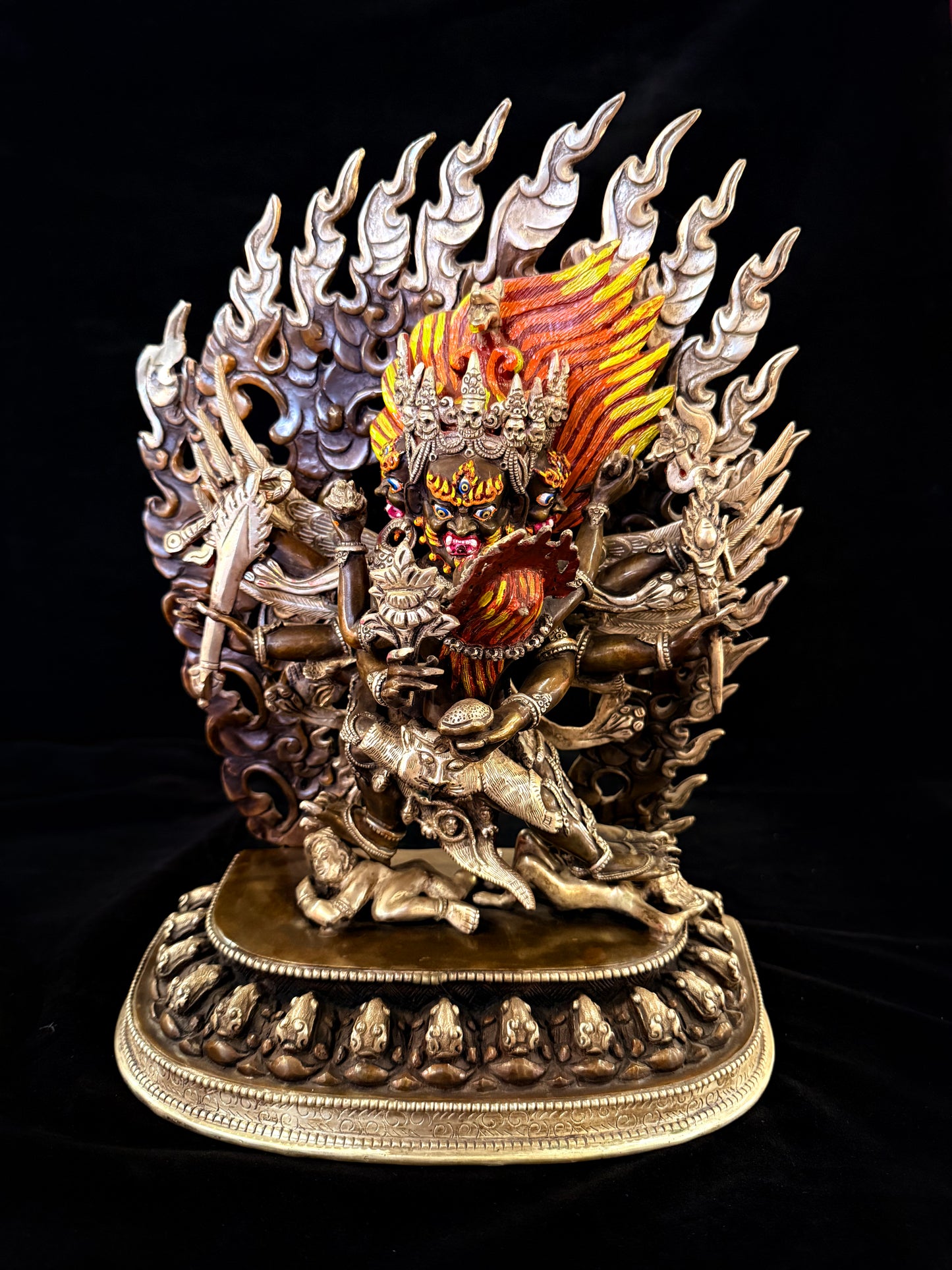 Hayagriva Buddha Statue 35cm / 13.8" Hand-Carved Copper Silver-Gilt – Horse-Headed Vajra Botree Arts Himalayan Art – Handmade Tibetan Buddhist Statue, Lost-Wax Cast Himalayan Art from Nepal