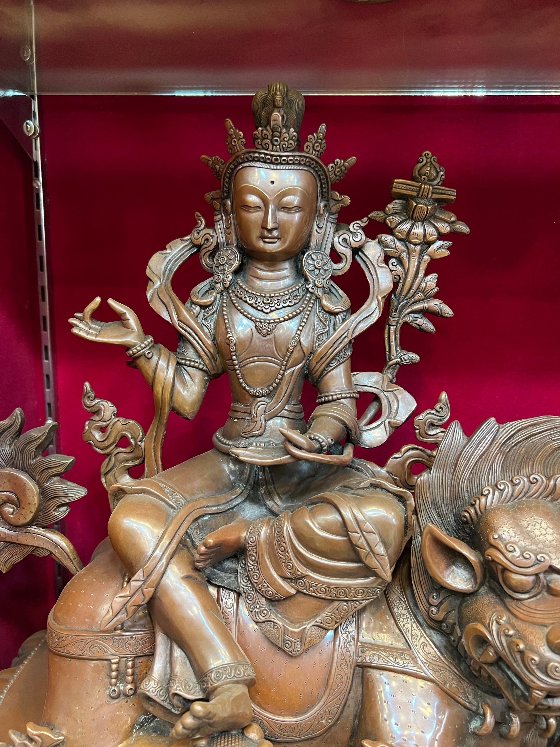 Manjushri & Samantabhadra Buddha Set 48cm / 18.9" Hand-Carved Copper – Wisdom & Action Bodhisattva Duo Botree Arts Masterwork | Bo Tree Arts