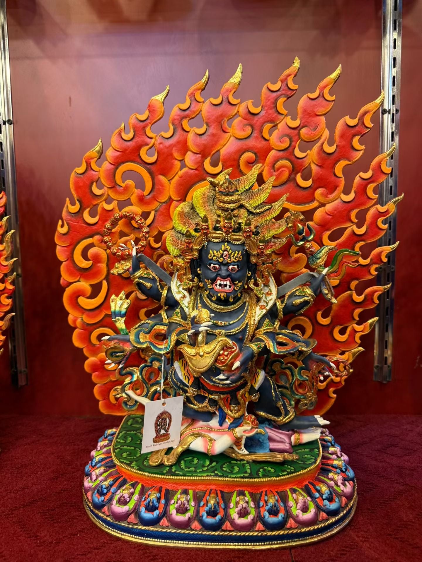48cm Six-Armed Black Mahakala Bronze Statue – Nepalese Tibetan Buddhist Dharma Protector Deity, Handmade Shakyamuni Hall Ornament | Bo Tree Arts