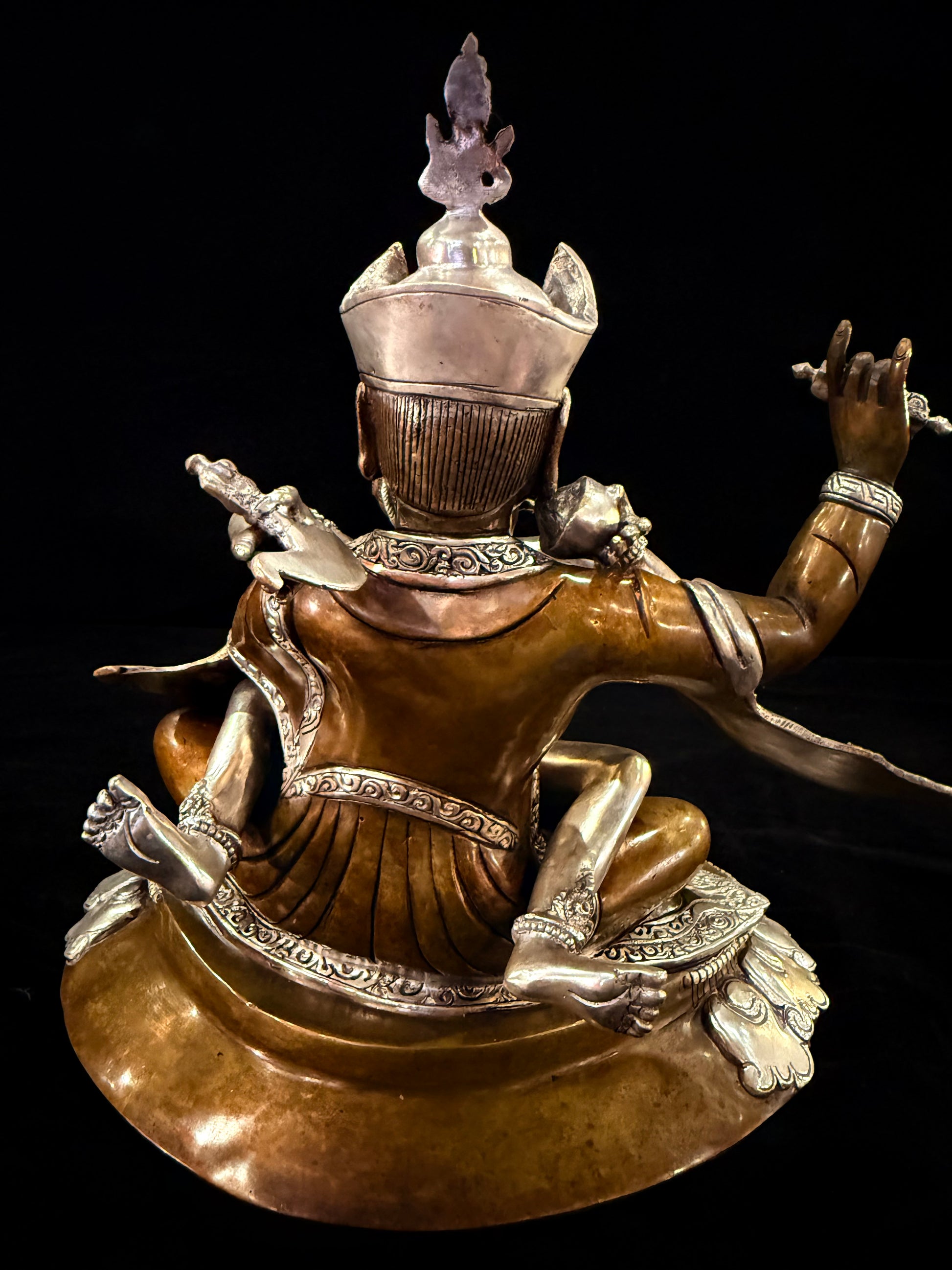 Padmasambhava Yab-Yum Statue 24cm / 9.4" Hand-Carved Copper Silver-Gilt – Guru Rinpoche Botree Arts Masterwork | Bo Tree Arts