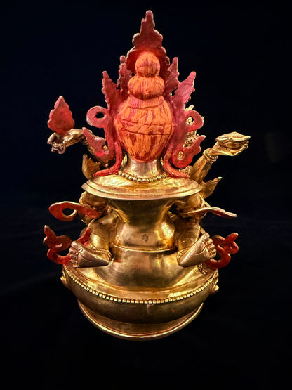 Red Jambhala Buddha Statue 21cm / 8.3" Hand-Carved Copper Gilded – Dzambhala Botree Arts Himalayan Art