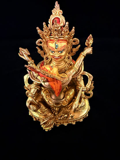 Red Jambhala Buddha Statue 21cm / 8.3" Hand-Carved Copper Gilded – Dzambhala Botree Arts Himalayan Art