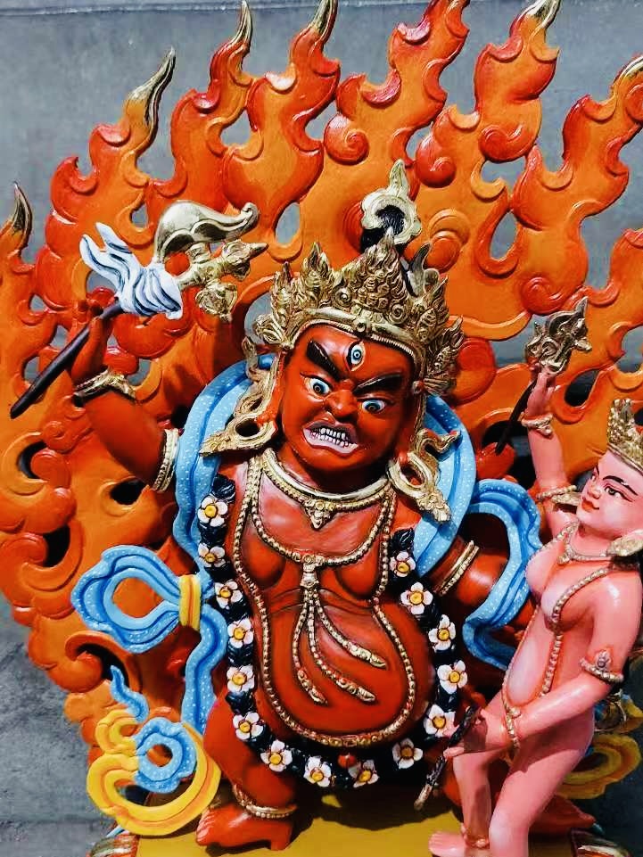 Chakrasamvara Buddha Statue 33cm / 13" Hand-Carved Copper Painted – Tantric Deity Yab-Yum Masterwork Handmade in Nepal – Handmade Tibetan Buddhist Statue, Lost-Wax Cast Himalayan Art from Nepal