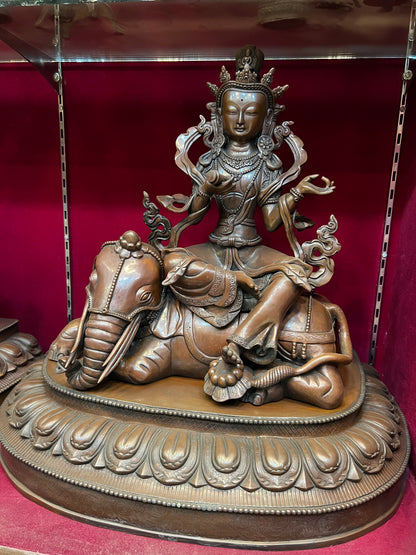 Manjushri & Samantabhadra Buddha Set 48cm / 18.9" Hand-Carved Copper – Wisdom & Action Bodhisattva Duo Botree Arts Masterwork