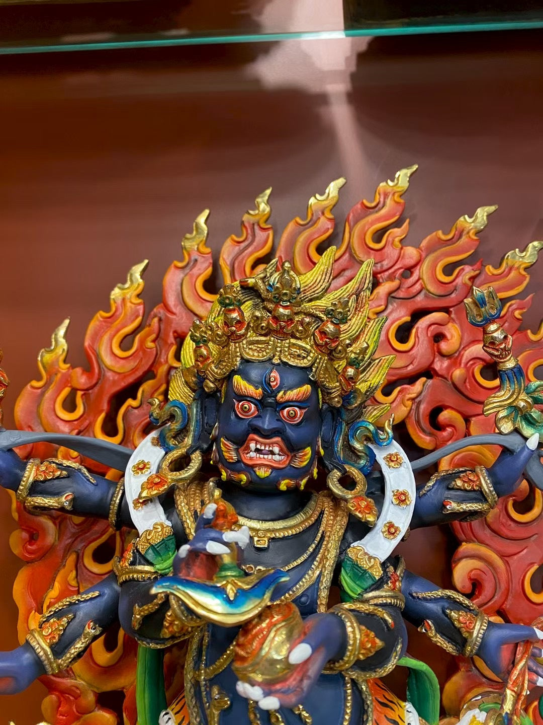 Six-Armed Mahakala (Great Black Protector) Statue 35cm / 13.8" Hand-Carved Copper Gilded Painted – Himalayan Art Nepal | Bo Tree Arts