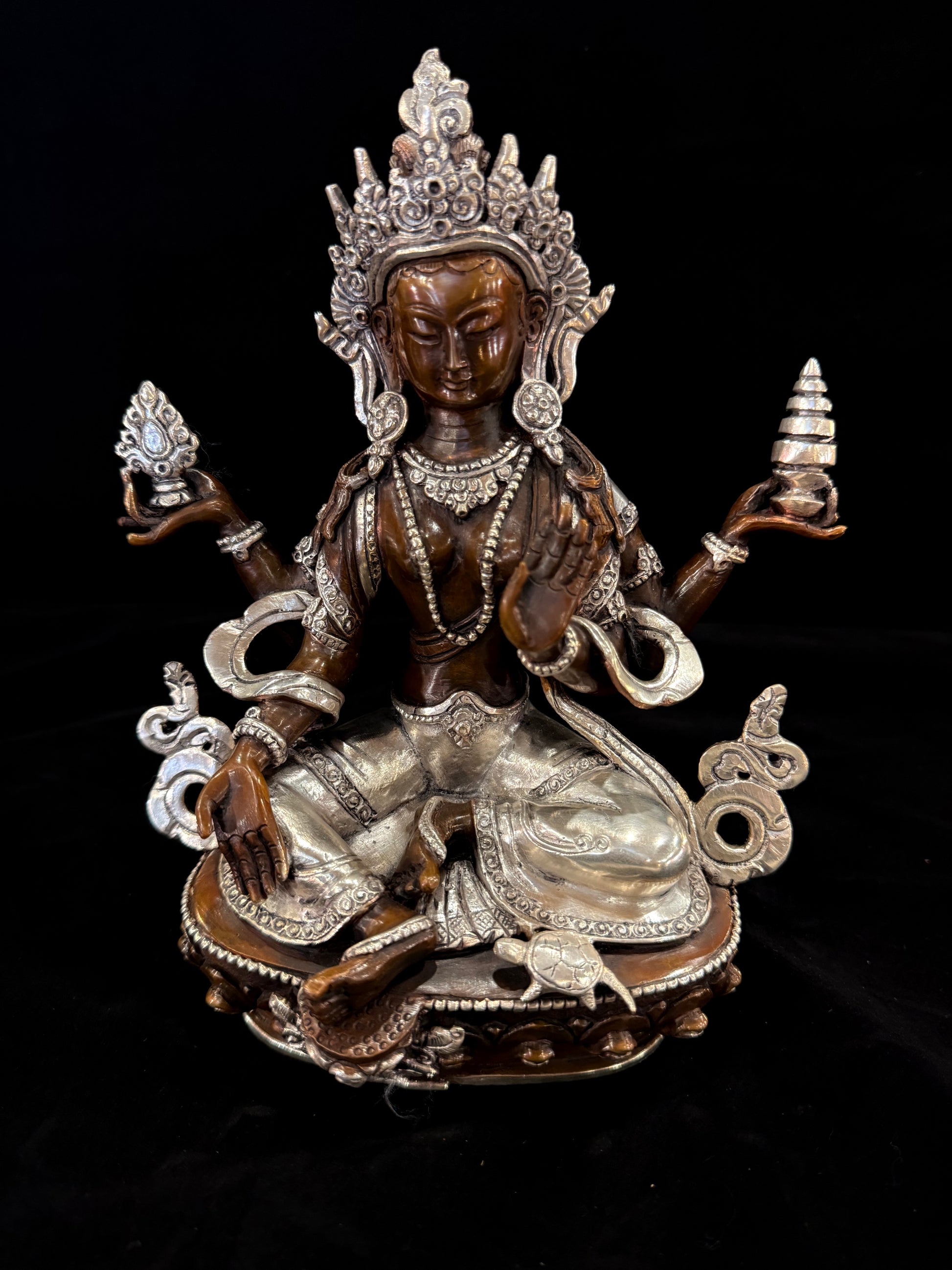 Prajnaparamita Buddha Statue 22cm / 8.7" Hand-Carved Copper Silver-Gilt – Mother of All Buddhas Botree Arts Collection | Bo Tree Arts