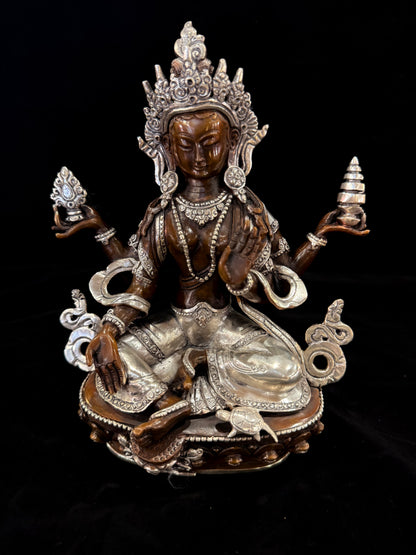 Prajnaparamita Buddha Statue 22cm / 8.7" Hand-Carved Copper Silver-Gilt – Mother of All Buddhas Botree Arts Collection