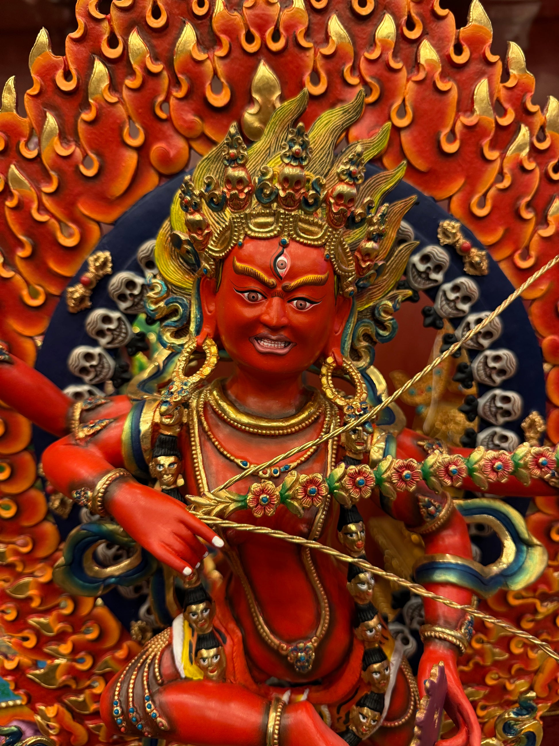 Kurukulla Buddha Statue 68cm / 26.8" Hand-Carved Copper Painted with Gilded Accents – Red Goddess of Magnetism Masterwork Botree Arts Nepal | Bo Tree Arts