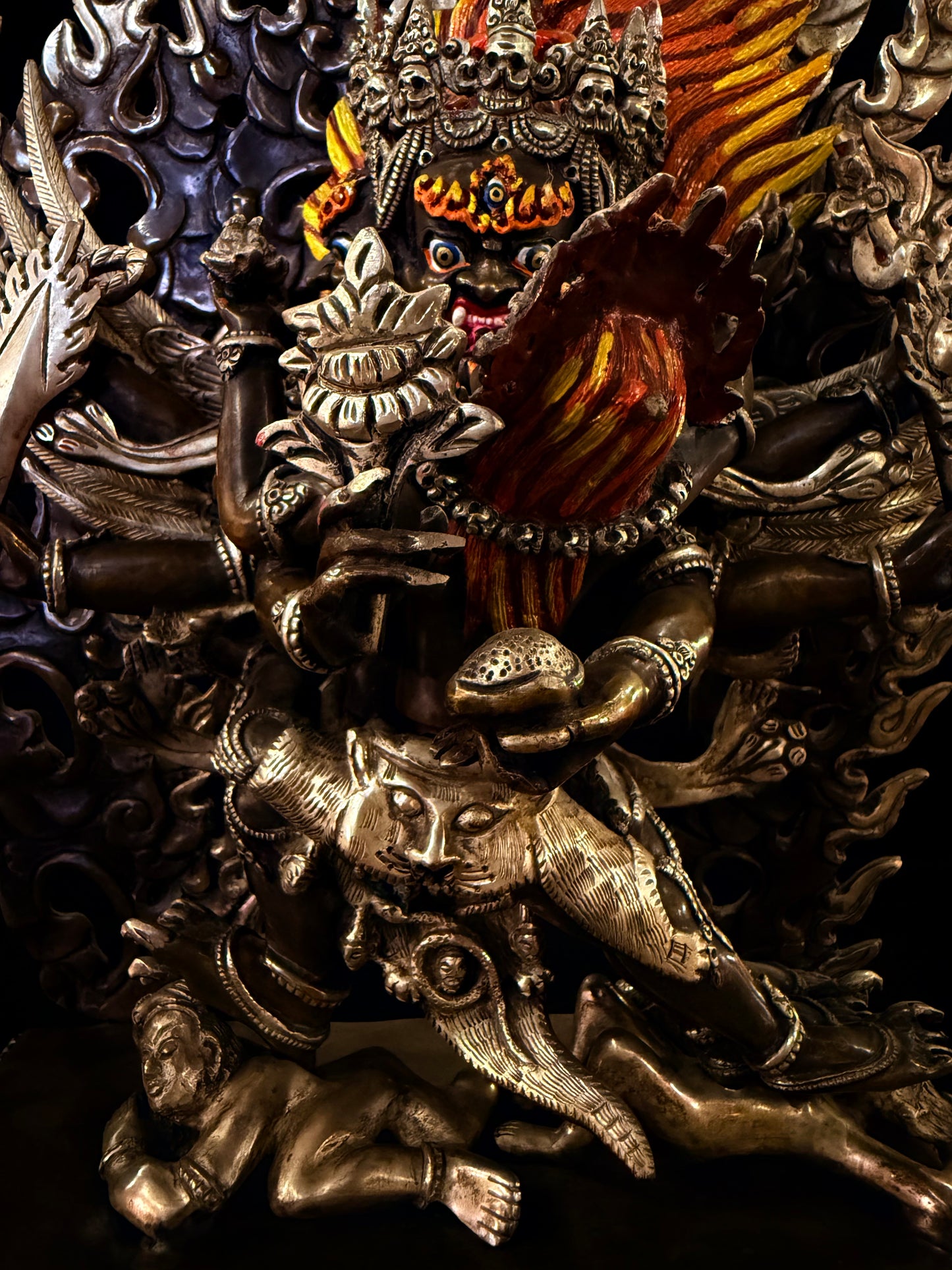 Hayagriva Buddha Statue 35cm / 13.8" Hand-Carved Copper Silver-Gilt – Horse-Headed Vajra Botree Arts Himalayan Art – Handmade Tibetan Buddhist Statue, Lost-Wax Cast Himalayan Art from Nepal