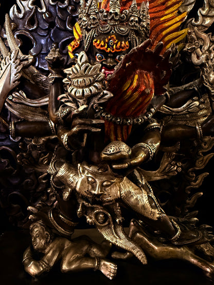 Hayagriva Buddha Statue 35cm / 13.8" Hand-Carved Copper Silver-Gilt – Horse-Headed Vajra Botree Arts Himalayan Art