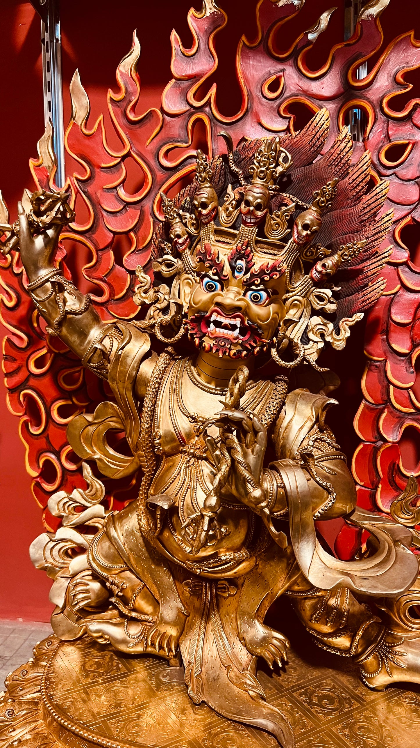 Vajrapani Buddha Statue 50cm / 19.7" Hand-Carved Copper Gilded with Painted Mandorla – Lord of Power Himalayan Art Masterwork – Handmade Tibetan Buddhist Statue, Lost-Wax Cast Himalayan Art from Nepal