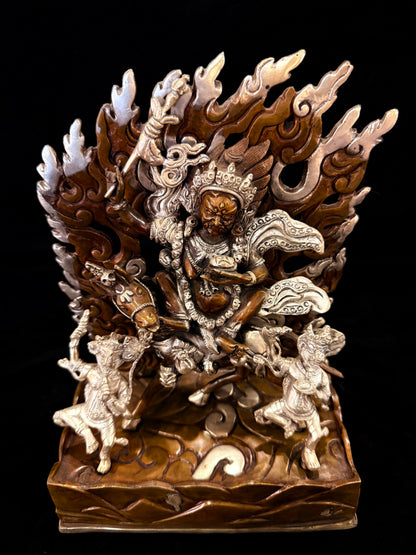 Palden Lhamo Buddha Statue 21cm / 8.3" Hand-Carved Copper Silver-Gilt – Shri Devi Artisan Masterwork Nepal