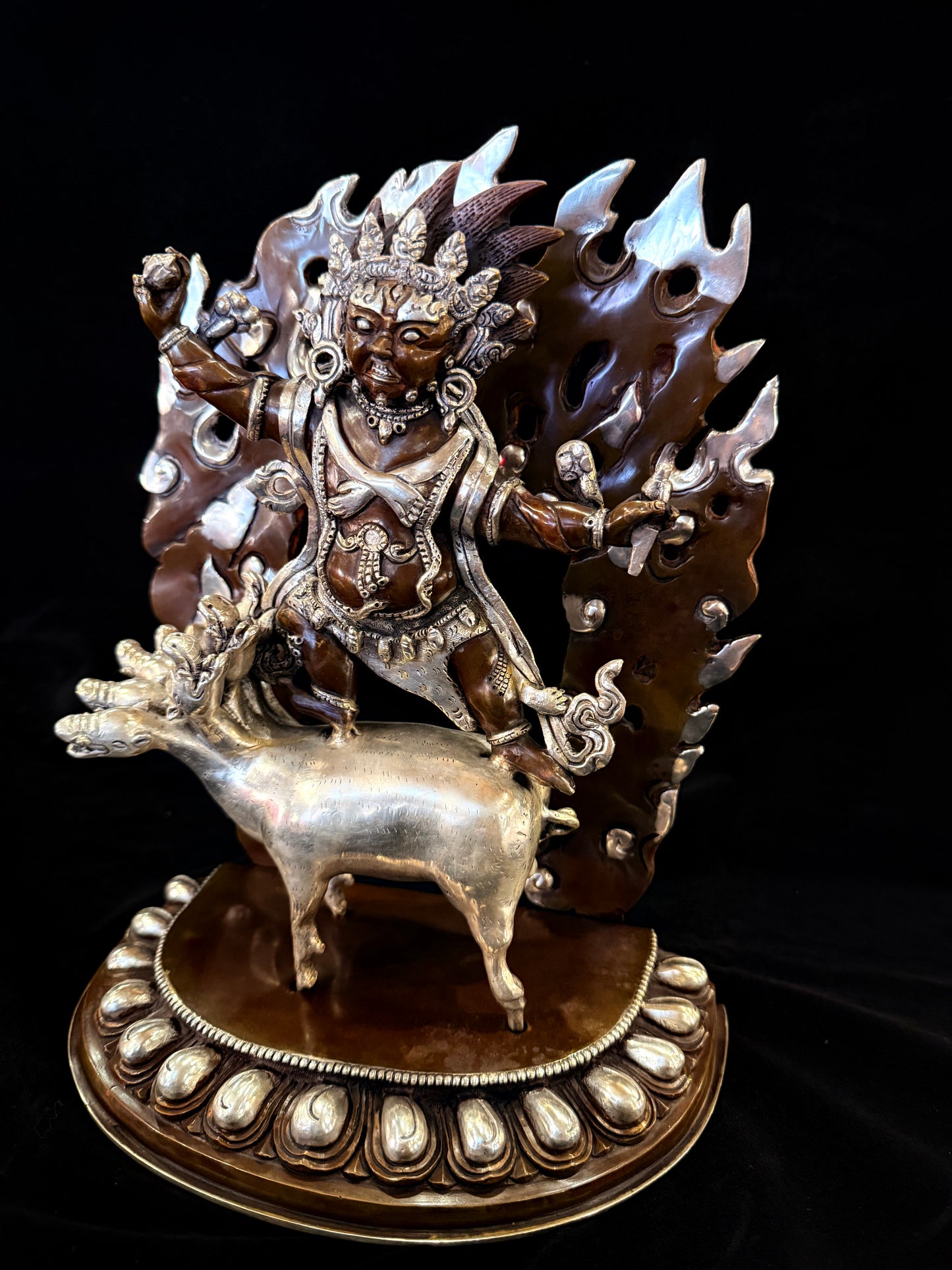 Vajra Kavacha Buddha Statue 30cm / 11.8" Hand-Carved Copper Silver-Gilt – Dorje Gocha Artisan Masterwork Nepal – Handmade Tibetan Buddhist Statue, Lost-Wax Cast Himalayan Art from Nepal