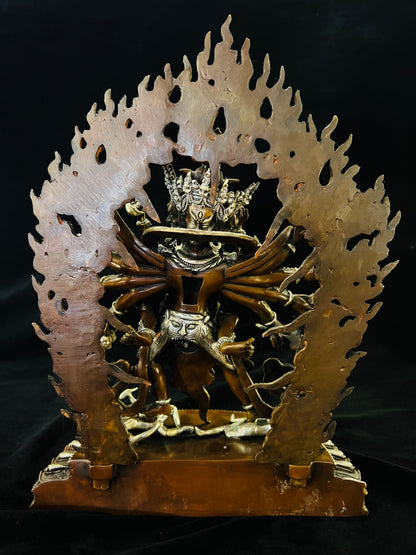 Chakrasamvara Buddha Statue 33cm / 13" Hand-Carved Copper Silver-Gilt – Khorlo Demchog Botree Arts Masterwork