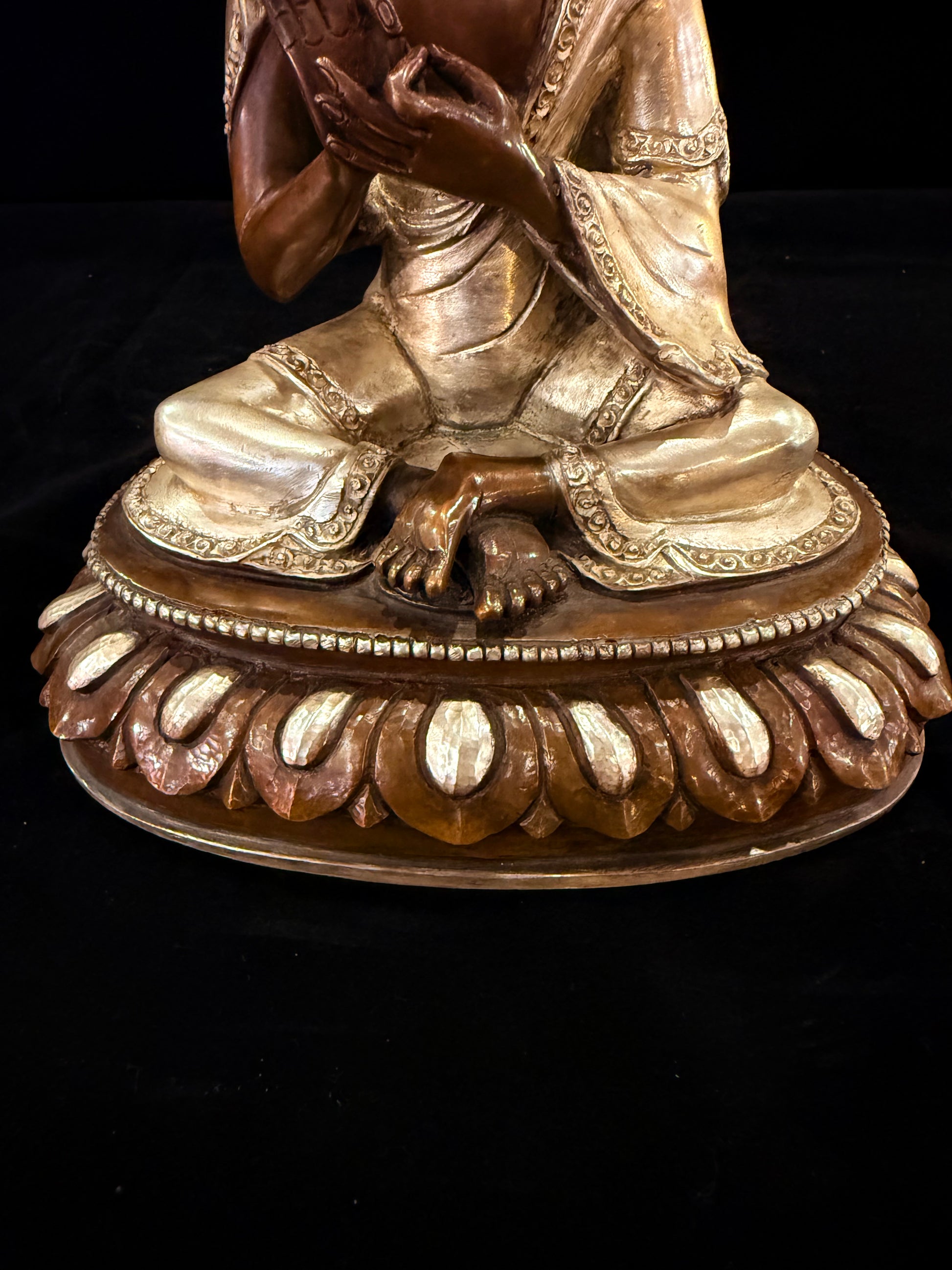 Nagarjuna Buddha Statue 28cm / 11" Hand-Carved Copper Silver-Gilt – Great Philosopher Botree Arts Heritage Collection | Bo Tree Arts
