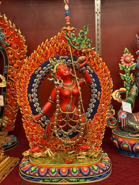 Naro Khechari Buddha Statue 68cm / 26.8" Hand-Carved Copper Painted with Gilded Accents – Vajrayogini Dakini Masterwork Botree Arts Nepal | Bo Tree Arts