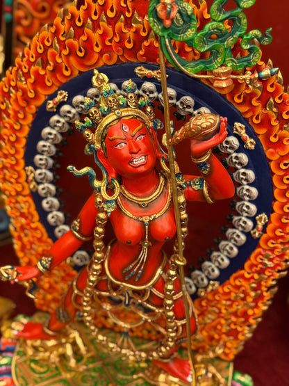 Naro Khechari Buddha Statue 68cm / 26.8" Hand-Carved Copper Painted with Gilded Accents – Vajrayogini Dakini Masterwork Botree Arts Nepal