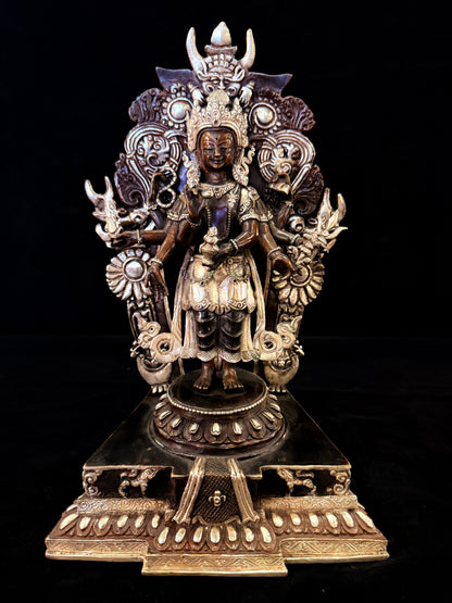 Eight-Armed Avalokiteshvara Statue 30cm / 11.8" Hand-Carved Copper Silver-Gilt – Chaturbhuja Botree Arts Heritage Collection