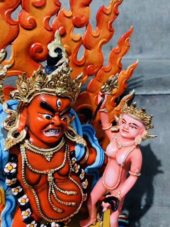 Chakrasamvara Buddha Statue 33cm / 13" Hand-Carved Copper Painted – Tantric Deity Yab-Yum Masterwork Handmade in Nepal – Handmade Tibetan Buddhist Statue, Lost-Wax Cast Himalayan Art from Nepal