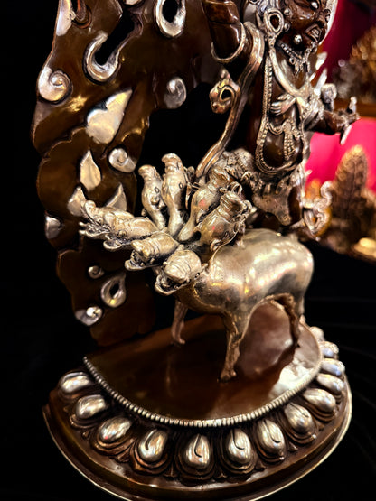Vajra Kavacha Buddha Statue 30cm / 11.8" Hand-Carved Copper Silver-Gilt – Dorje Gocha Artisan Masterwork Nepal