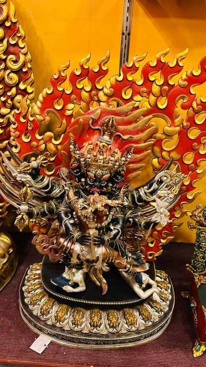 50cm Vajrakilaya Statue Hand-Carved Copper Three-Color Metalwork – Tibetan Style Dharma Protector Masterwork Nepa