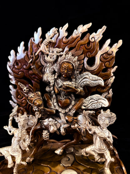 Palden Lhamo Buddha Statue 21cm / 8.3" Hand-Carved Copper Silver-Gilt – Shri Devi Artisan Masterwork Nepal