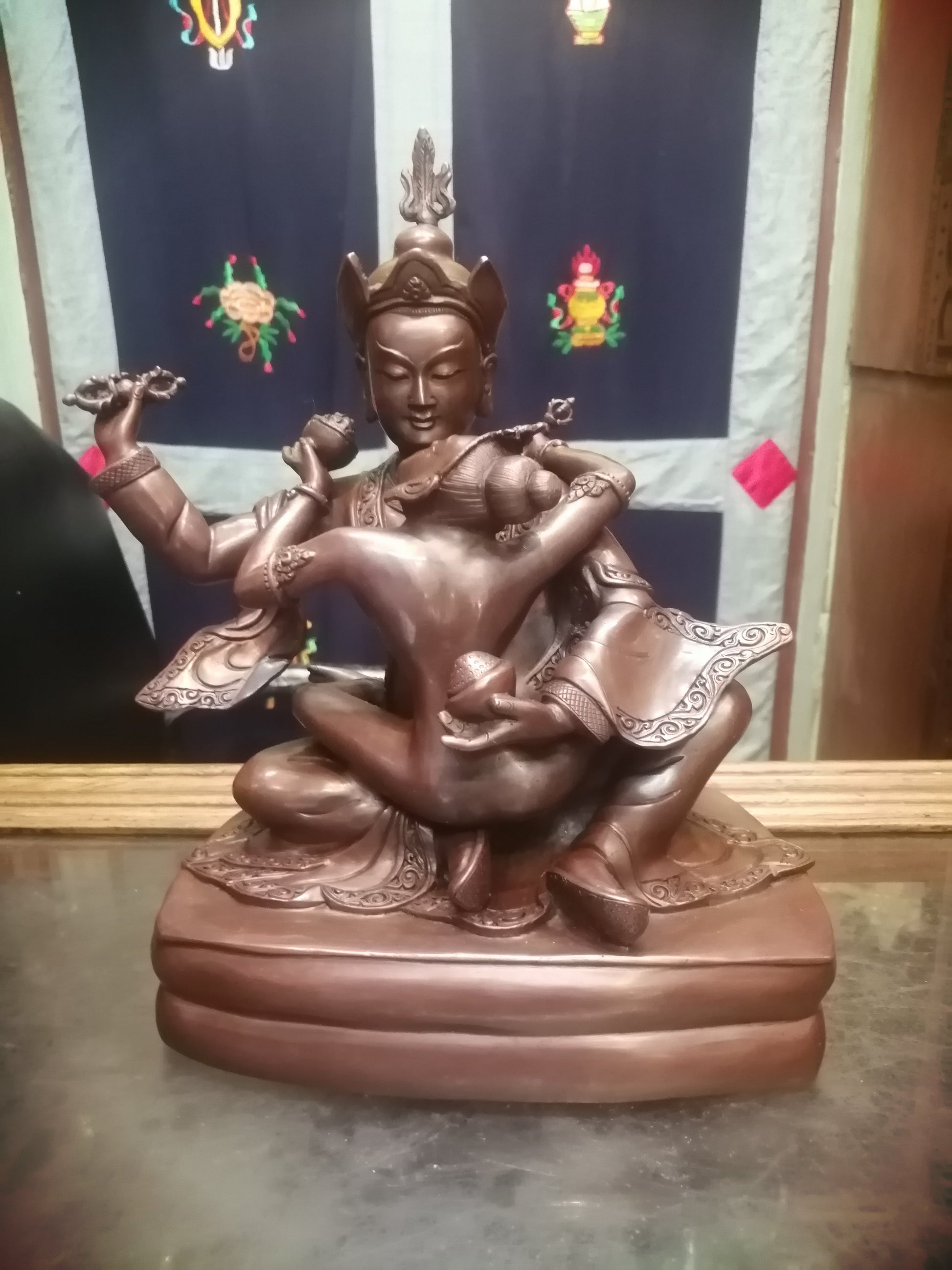 Guru Rinpoche Yab-Yum Guru Rinpoche Padmasambhava Hand-Carved Pure Copper Statue 26cm / 10.2" – Exquisite Himalayan Art Nepal | Bo Tree Arts