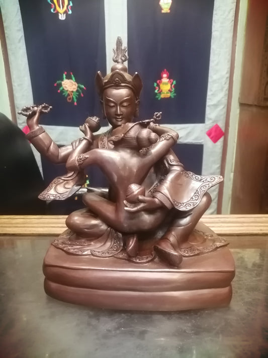 Guru Rinpoche Yab-Yum Guru Rinpoche Padmasambhava Hand-Carved Pure Copper Statue 26cm / 10.2" – Exquisite Himalayan Art Nepal | Bo Tree Arts