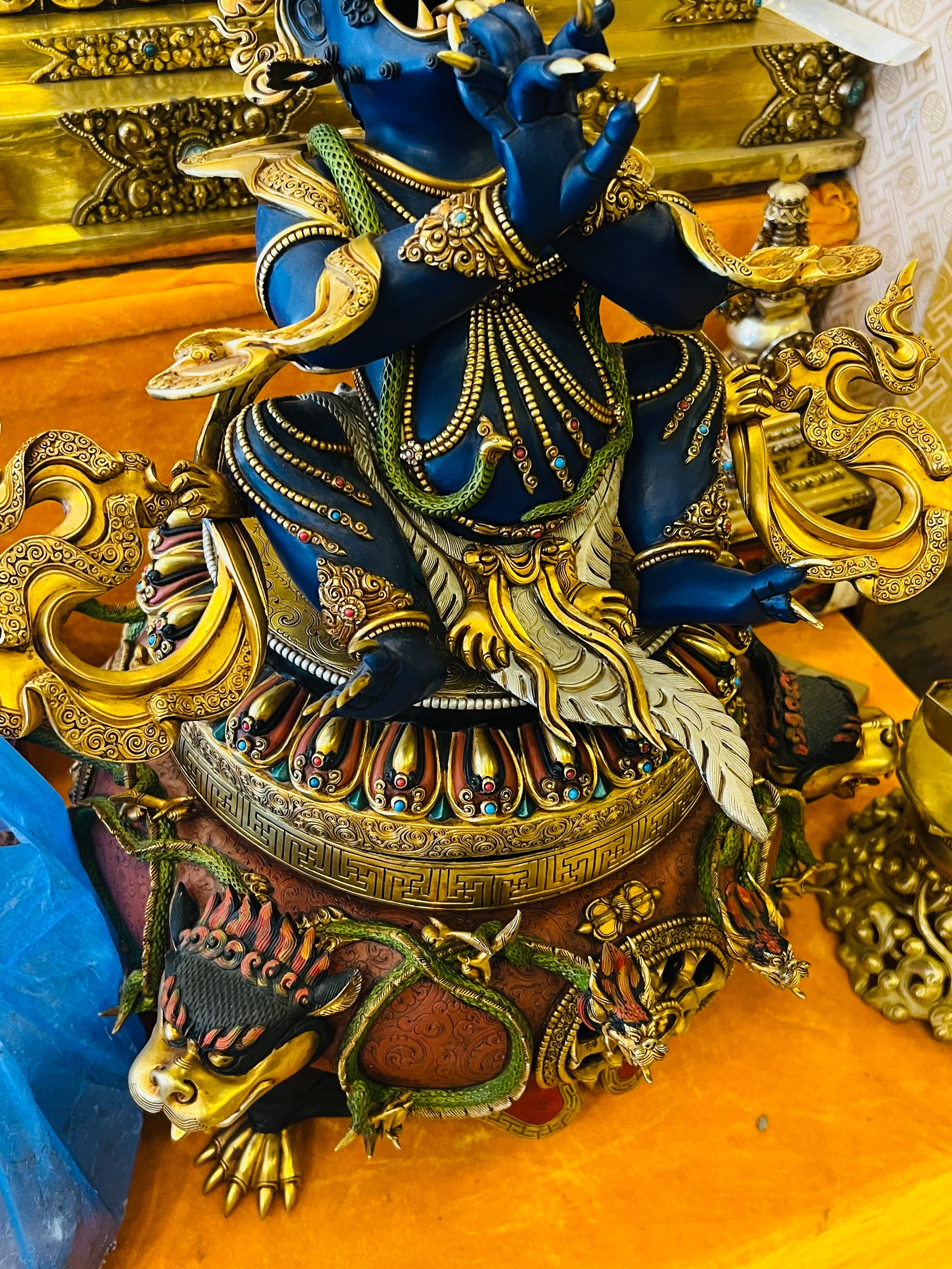 Vajravidarana Buddha Statue 33cm / 13" Hand-Carved Copper Gilded Painted – Sodashi Purification Deity Handmade in Nepal | Bo Tree Arts