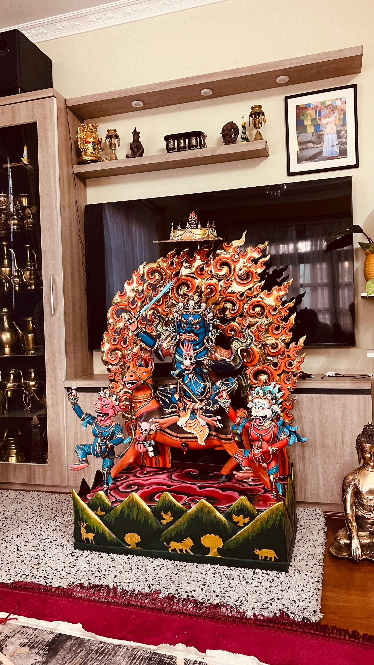 Palden Lhamo Buddha Statue 150cm / 59" Hand-Carved Copper Painted with Gilded Accents – Shri Devi Masterwork Collection Nepal – Handmade Tibetan Buddhist Statue, Lost-Wax Cast Himalayan Art from Nepal