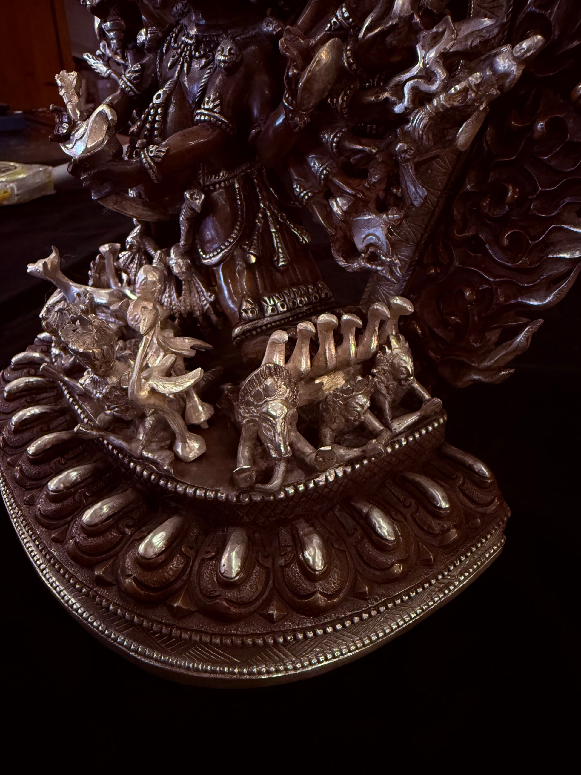 Yamantaka Buddha Statue 30cm / 11.8" Hand-Carved Copper Silver-Gilt – Vajrabhairava Botree Arts Heritage Collection | Bo Tree Arts