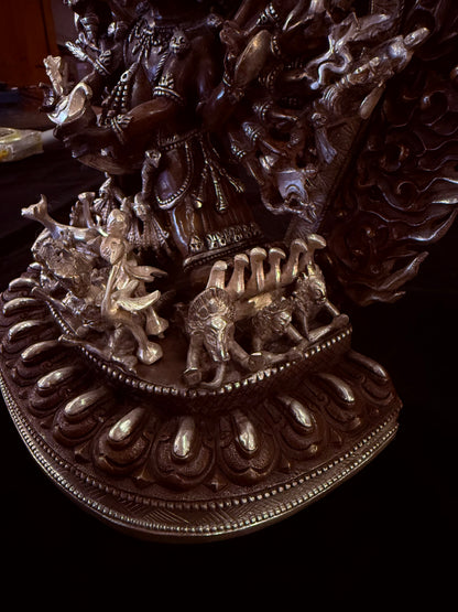 Yamantaka Buddha Statue 30cm / 11.8" Hand-Carved Copper Silver-Gilt – Vajrabhairava Botree Arts Heritage Collection
