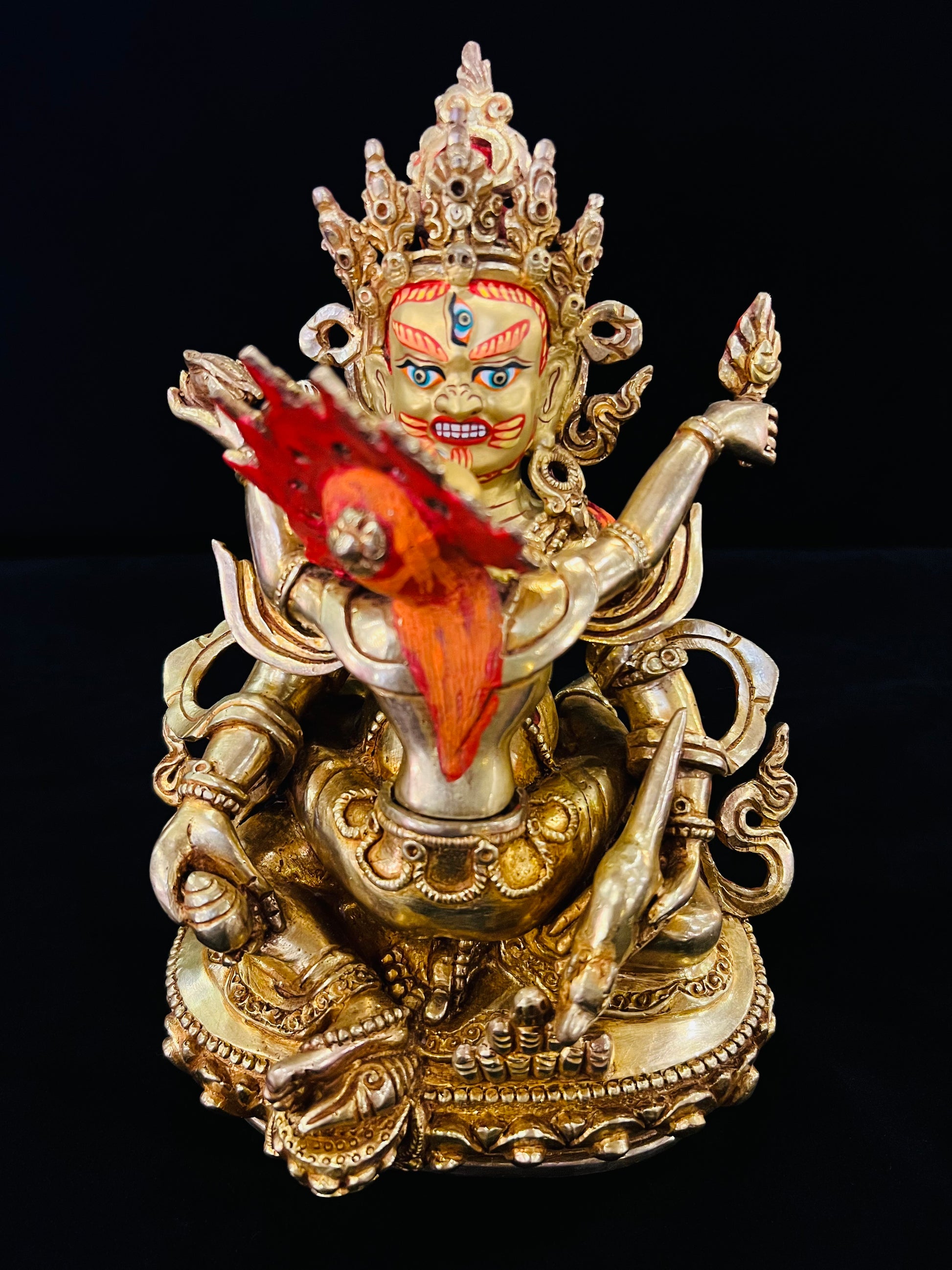 Red Jambhala Buddha Statue 21cm / 8.3" Hand-Carved Copper Gilded – Dzambhala Botree Arts Himalayan Art | Bo Tree Arts