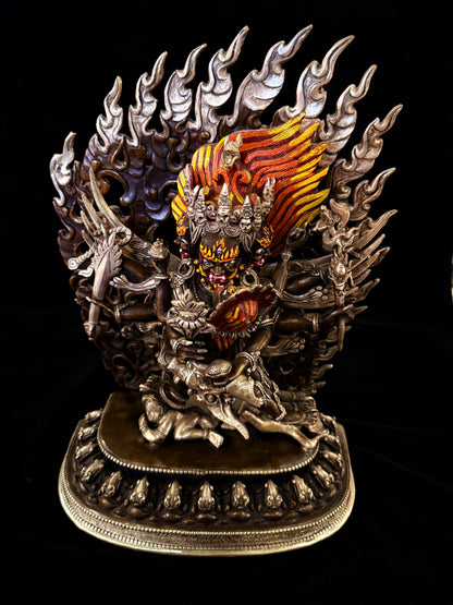 Hayagriva Buddha Statue 35cm / 13.8" Hand-Carved Copper Silver-Gilt – Horse-Headed Vajra Botree Arts Himalayan Art