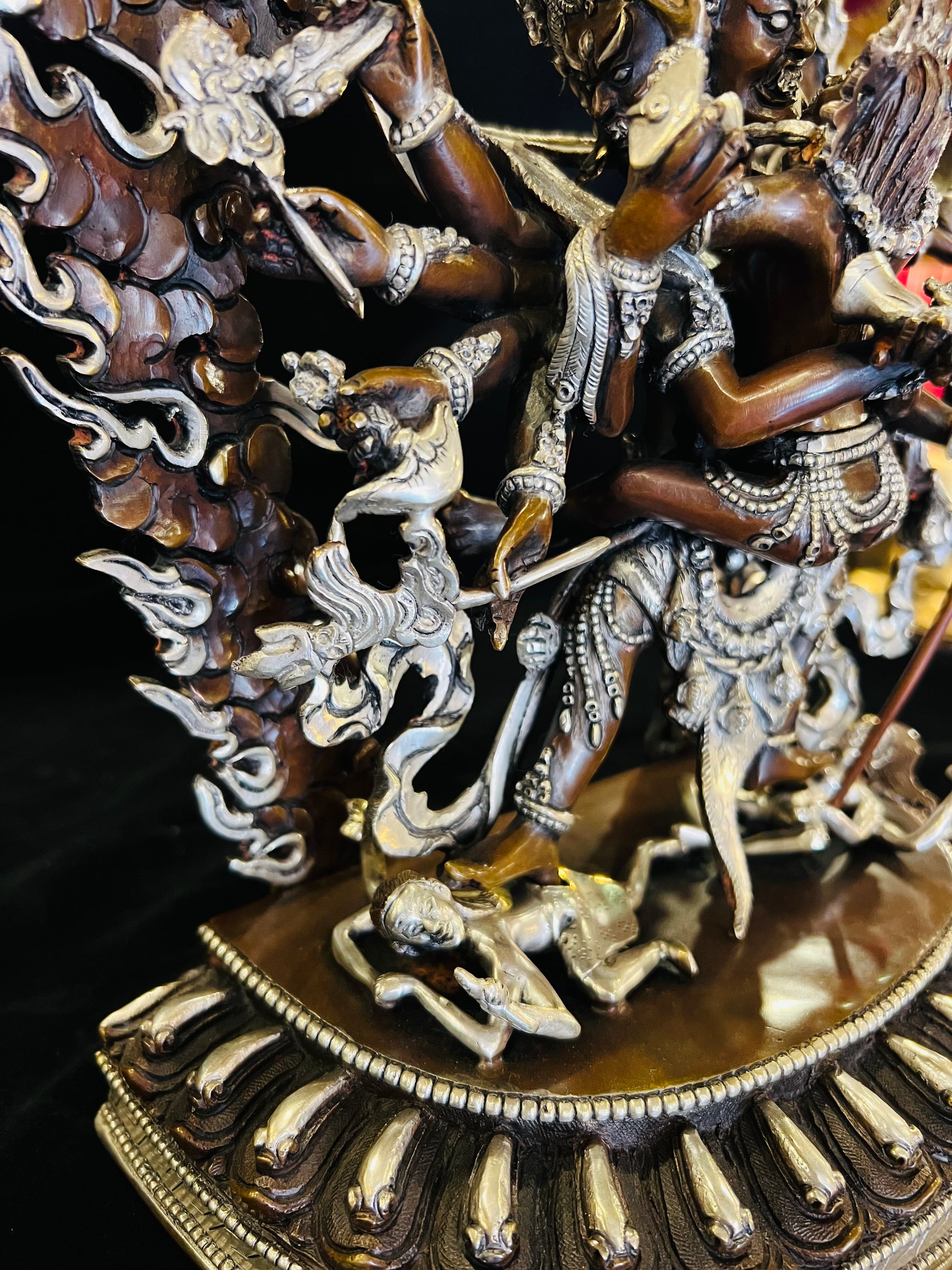 Chakrasamvara Buddha Statue 33cm / 13" Hand-Carved Copper Silver-Gilt – Khorlo Demchog Botree Arts Masterwork | Bo Tree Arts