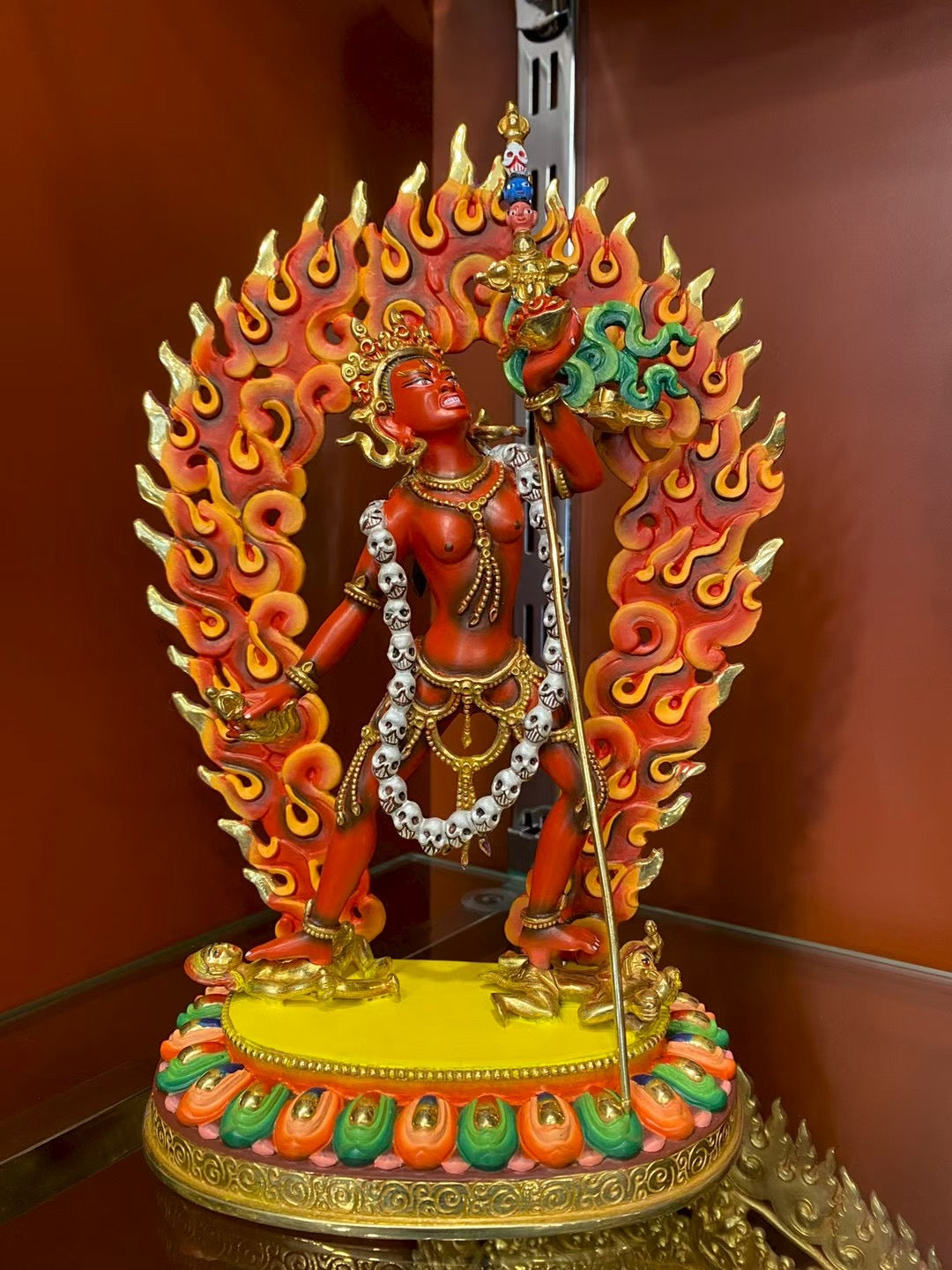 Naro Khechari (Vajrayogini) Dakini Statue 28cm / 11" Hand-Carved Copper Gilded Painted – Himalayan Art Nepal – Handmade Tibetan Buddhist Statue, Lost-Wax Cast Himalayan Art from Nepal