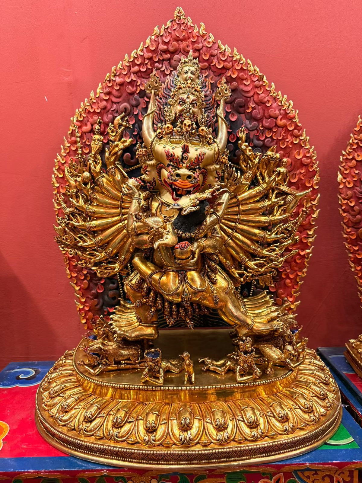 Yamantaka Buddha Statue 65cm / 25.6" Hand-Carved Copper Gilded – Vajrabhairava Botree Arts Himalayan Art | Bo Tree Arts