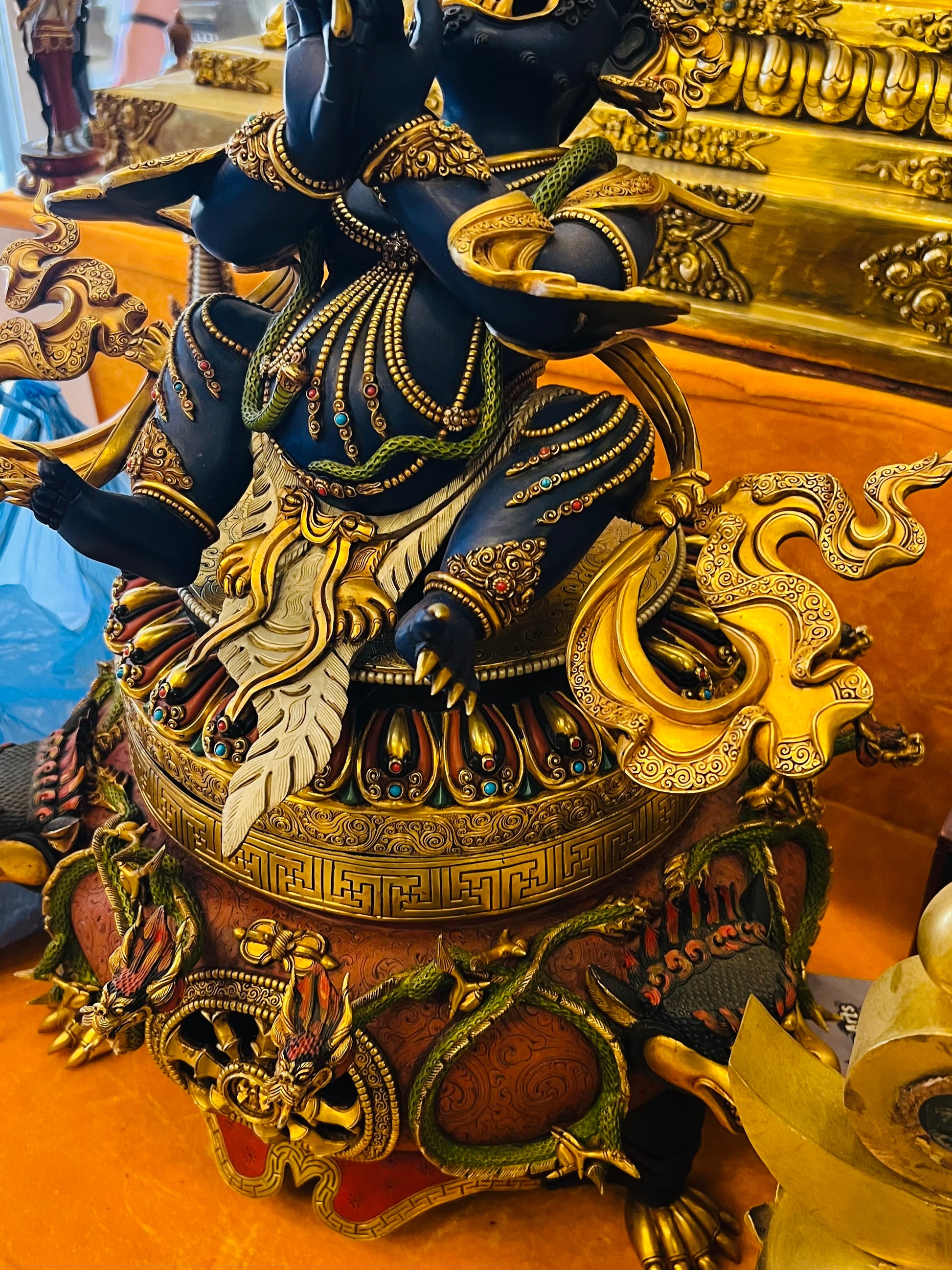 Vajravidarana Buddha Statue 33cm / 13" Hand-Carved Copper Gilded Painted – Sodashi Purification Deity Handmade in Nepal | Bo Tree Arts