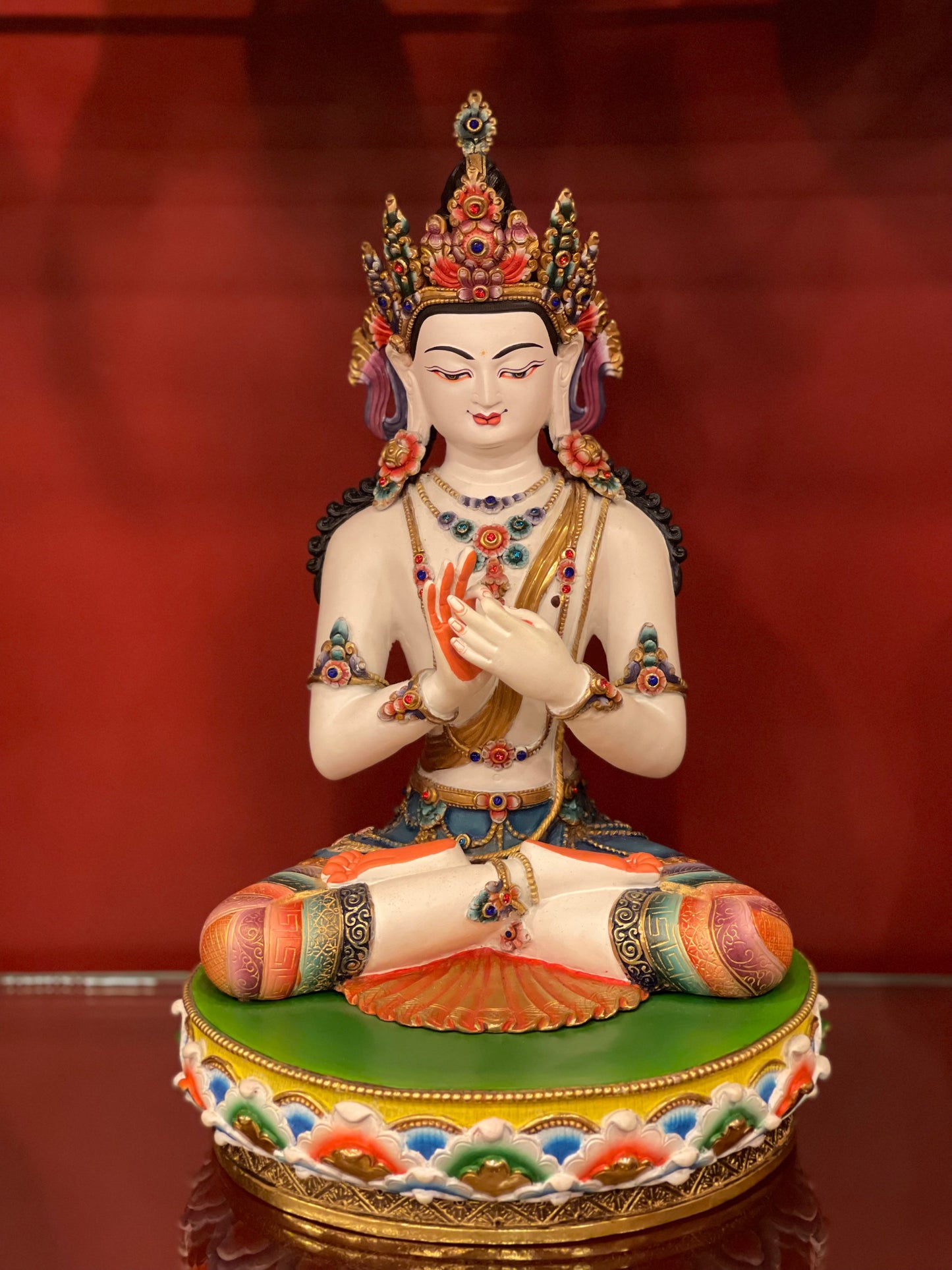 Five Dhyani Buddhas Set Statues 36cm / 14.2" Hand-Carved Copper Painted – Shakya Clan Masterwork Sacred Art Collection Nepal – Handmade Tibetan Buddhist Statue, Lost-Wax Cast Himalayan Art from Nepal