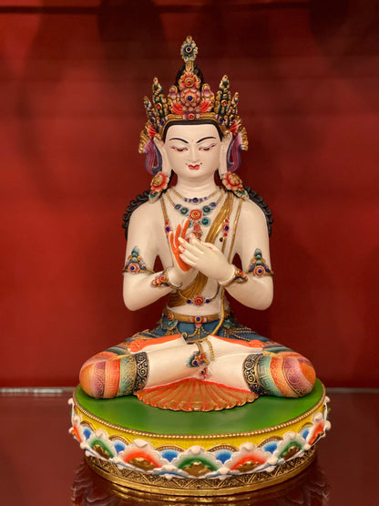 Five Dhyani Buddhas Set Statues 36cm / 14.2" Hand-Carved Copper Painted – Shakya Clan Masterwork Sacred Art Collection Nepal