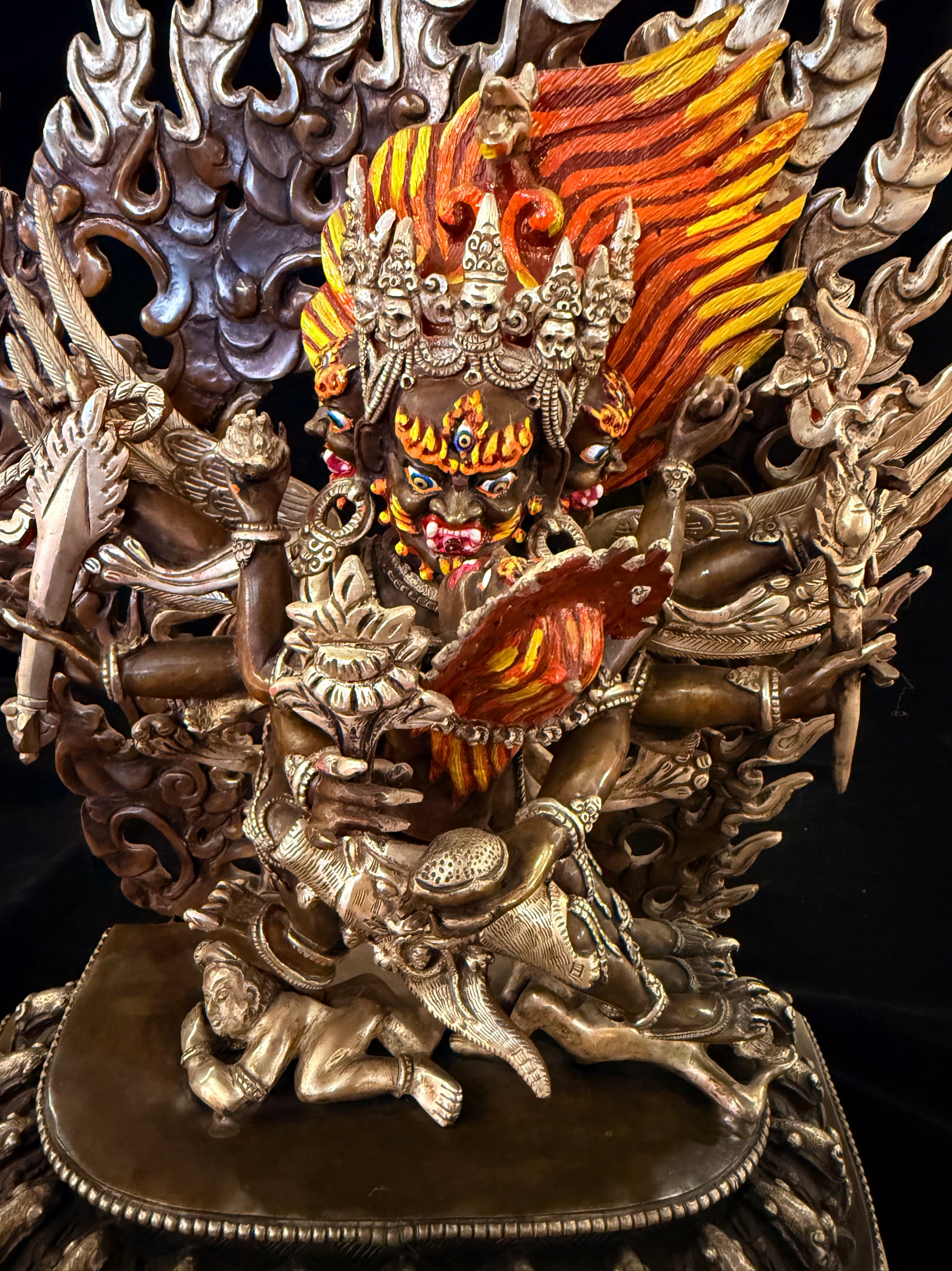 Hayagriva Buddha Statue 35cm / 13.8" Hand-Carved Copper Silver-Gilt – Horse-Headed Vajra Botree Arts Himalayan Art | Bo Tree Arts