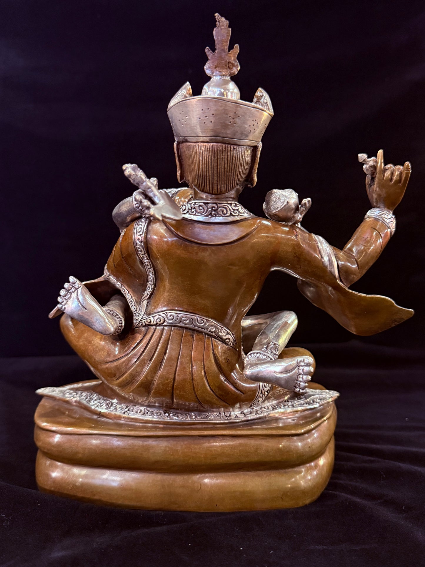 Padmasambhava Yab-Yum Statue 25cm / 9.8" Hand-Carved Copper Silver-Gilt – Guru Rinpoche Botree Arts Heritage Collection – Handmade Tibetan Buddhist Statue, Lost-Wax Cast Himalayan Art from Nepal