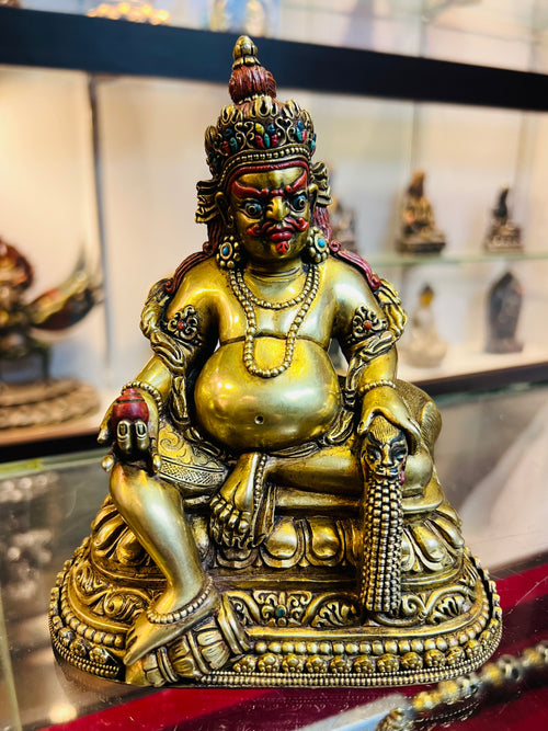 Yellow Jambhala Buddha Statue 17cm / 6.7" Hand-Carved Copper Gilded – Dzambhala Botree Arts Himalayan Art