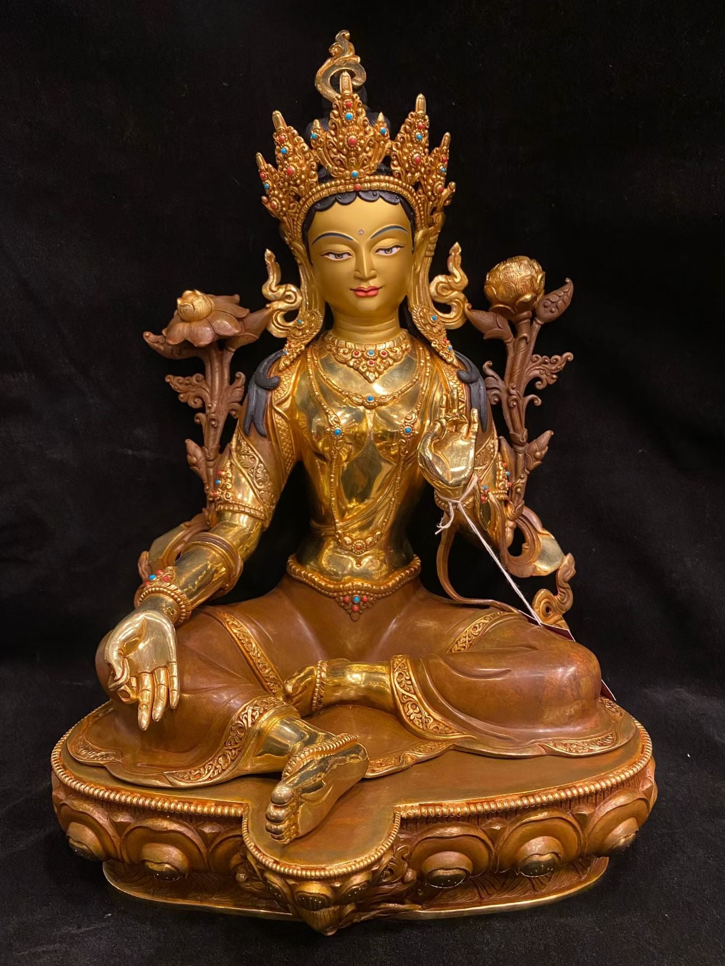 Green Tara (Mother of Liberation) Buddha Statue 45cm / 17.7" Hand-Carved Pure Copper Partial Gilded – Himalayan Art Nepal | Bo Tree Arts